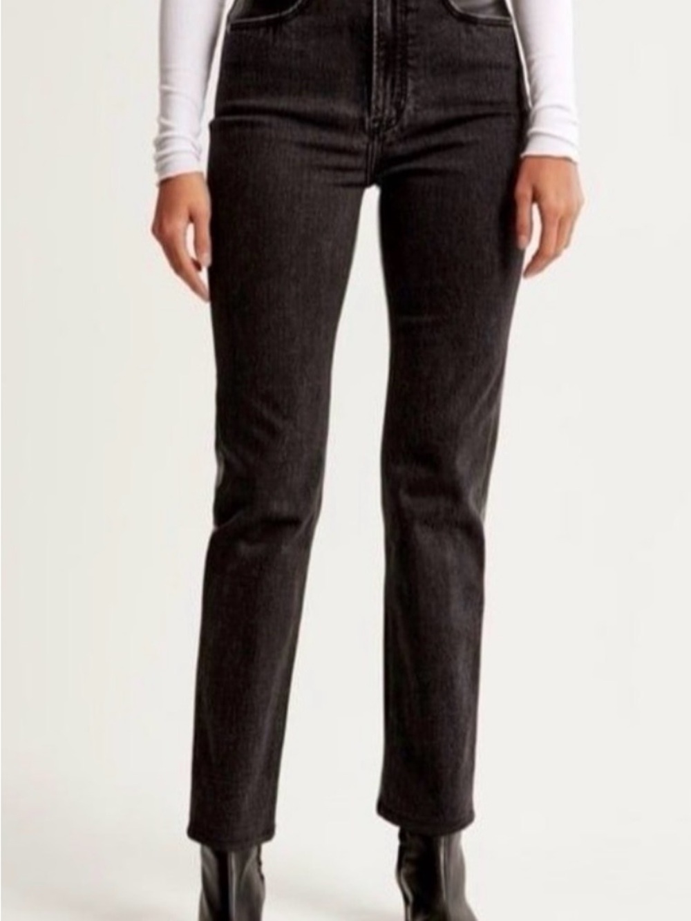 Abercrombie & Fitch Curve Love Vegan Leather Straight Rise Jeans - brand new